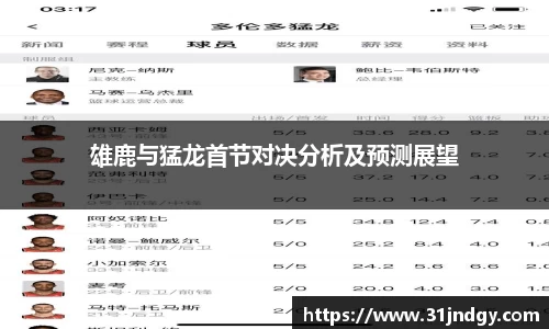 雄鹿与猛龙首节对决分析及预测展望
